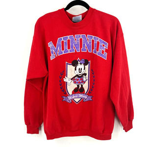 Vintage Minnie Mouse Hanes Red Sweat Shirt Y2K 90's Women's Large Cotton Blend